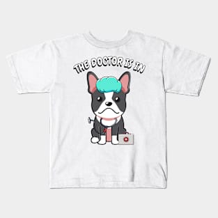 Cute Bulldog is a doctor Kids T-Shirt